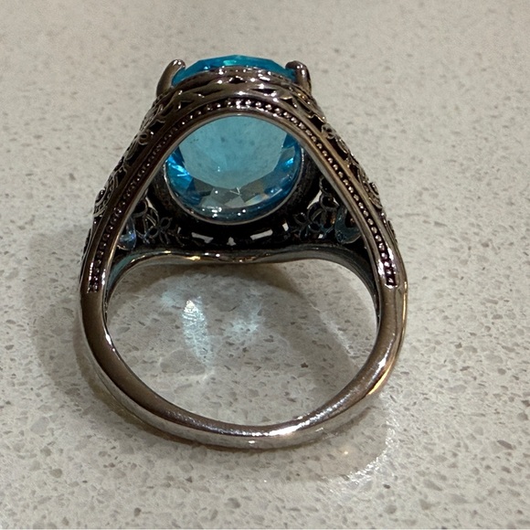 Synthetic Blue Stone Cocktail Ring - Picture 6 of 8